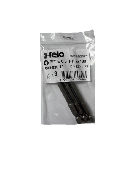 Set 3 biti Felo, seria Industrial profil Philips, E6.3, PH2, 100mm