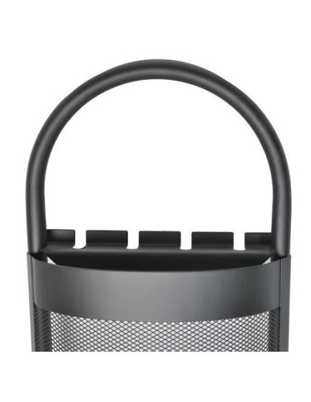 Set accesorii semineu, suport cu 4 piese, otel, negru, 22x66 cm