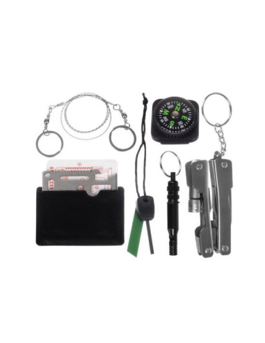 Kit turistic/supravietuire, cu trusa, set 7 piese, 13.5x8x3.5 cm, Isotrade