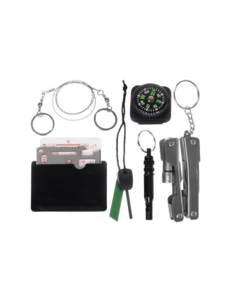 Kit turistic/supravietuire, cu trusa, set 7 piese, 13.5x8x3.5 cm, Isotrade