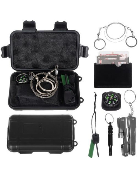 Kit turistic/supravietuire, cu trusa, set 7 piese, 13.5x8x3.5 cm, Isotrade