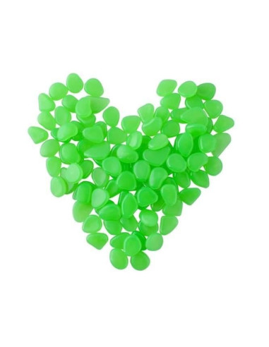 Pietre de gradina, fosforescente, verzi, set 100 buc, 2/3 cm