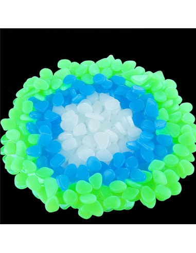 Pietre de gradina, fosforescente, verzi, set 100 buc, 2/3 cm
