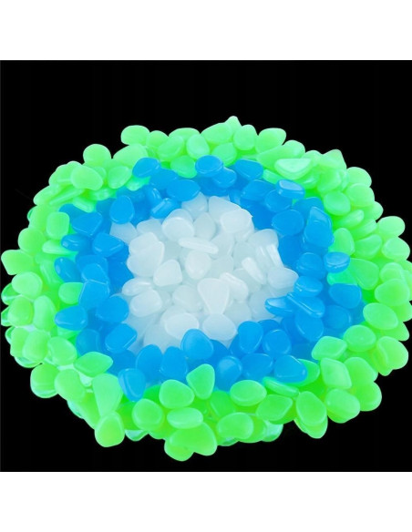 Pietre de gradina, fosforescente, verzi, set 100 buc, 2/3 cm