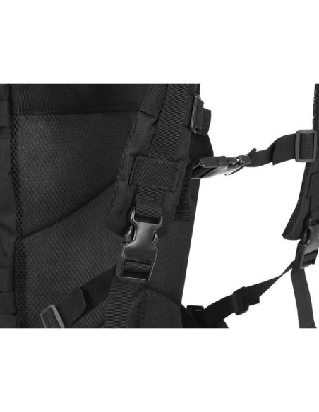 Ghiozdan/rucsac tactic, 5 compartimente, poliester 600D, negru, 38 L, 37x29x55 cm, Isotrade