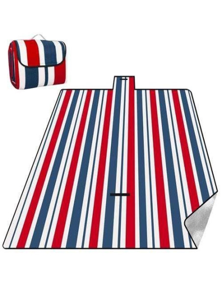 Patura picnic, model dungi, rosu, alb, albastru, 200x220 cm