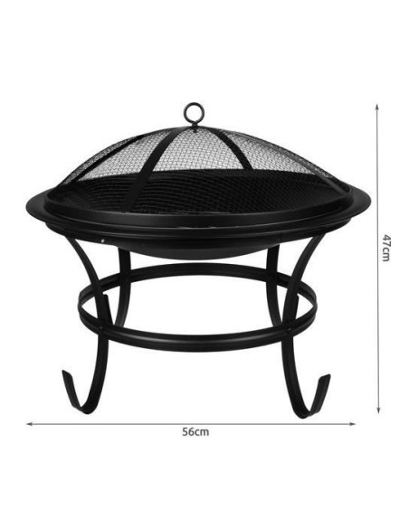 Gratar gradina, grill rotund, metal, 56x47 cm