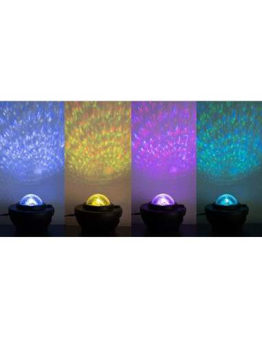 Lampa de noptiera cu proiector, muzicala, LED, telecomanda, bluetooth, incarcare USB, negru, 17x13 cm, Isotrade