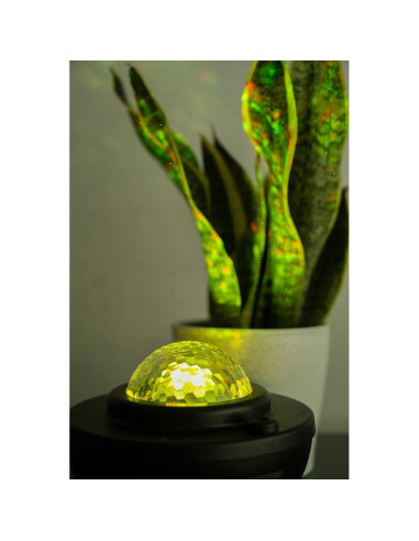 Lampa de noptiera cu proiector, muzicala, LED, telecomanda, bluetooth, incarcare USB, negru, 17x13 cm, Isotrade