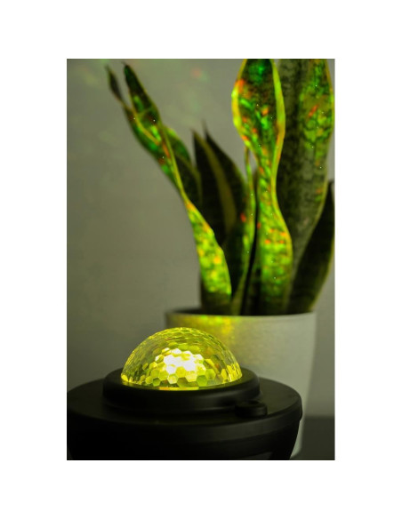 Lampa de noptiera cu proiector, muzicala, LED, telecomanda, bluetooth, incarcare USB, negru, 17x13 cm, Isotrade