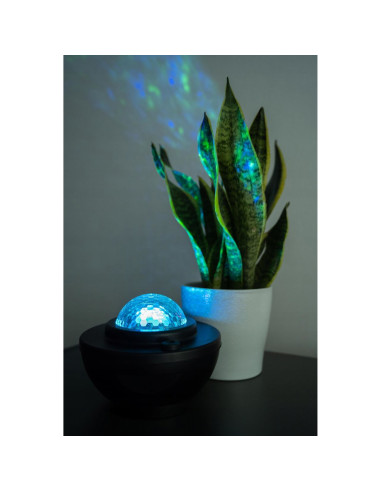 Lampa de noptiera cu proiector, muzicala, LED, telecomanda, bluetooth, incarcare USB, negru, 17x13 cm, Isotrade