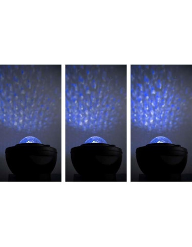 Lampa de noptiera cu proiector, muzicala, LED, telecomanda, bluetooth, incarcare USB, negru, 17x13 cm, Isotrade