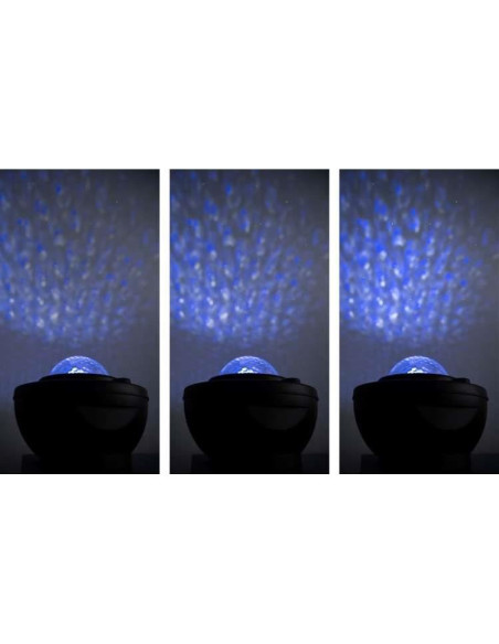 Lampa de noptiera cu proiector, muzicala, LED, telecomanda, bluetooth, incarcare USB, negru, 17x13 cm, Isotrade
