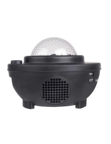 Lampa de noptiera cu proiector, muzicala, LED, telecomanda, bluetooth, incarcare USB, negru, 17x13 cm, Isotrade
