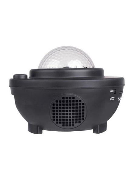 Lampa de noptiera cu proiector, muzicala, LED, telecomanda, bluetooth, incarcare USB, negru, 17x13 cm, Isotrade
