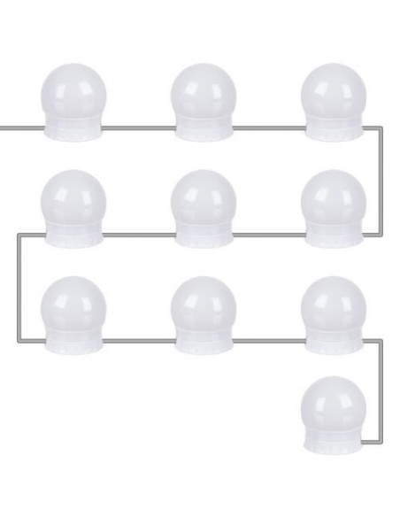 Becuri LED pentru oglinda, masa de toaleta, machiaj, cu panou control, 30 moduri iluminare, USB, set 10 buc, Malatec