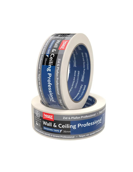 Banda acoperire, 36 mm x 33 m, Indoor Profesional, solvent, alba, Beorol