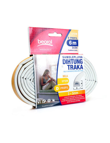 Banda etansare usi si ferestre, alb, profil D 2x3 m, Beorol