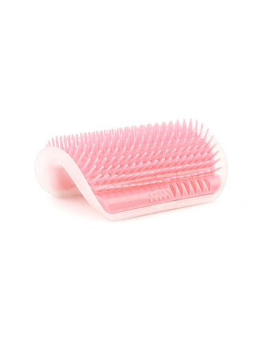 Perie de masaj si curatarea blanii cu iarba Catnip pentru pisicute, montaj pe colturi, 8.5 x 12.5 cm, Roz