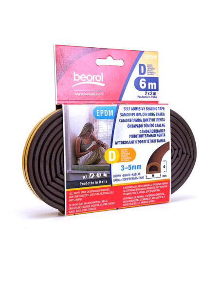 Banda etansare usi si ferestre, maro, profil D 2x3 m, Beorol