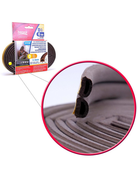 Banda etansare usi si ferestre, maro, profil D 2x3 m, Beorol