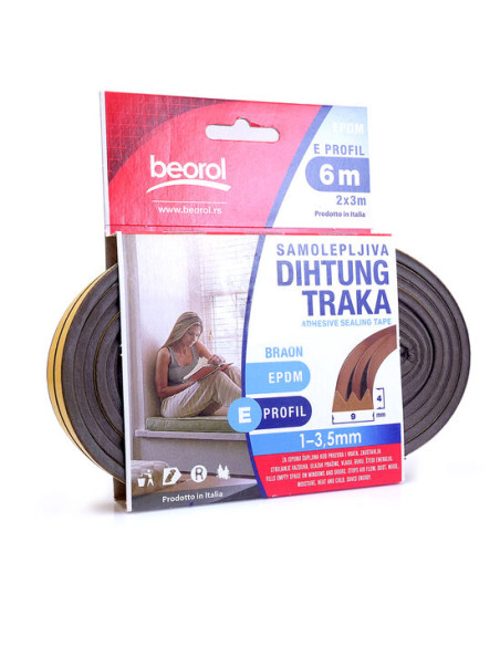 Banda etansare usi si ferestre, maro, profil E 2x3 m, Beorol