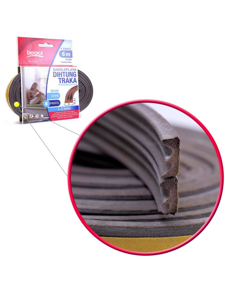 Banda etansare usi si ferestre, maro, profil E 2x3 m, Beorol