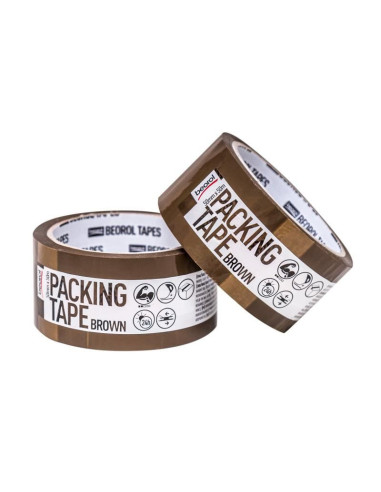 Banda adeziva/scotch, pentru ambalat, maro, 50 mm x 50 m, BEOROL