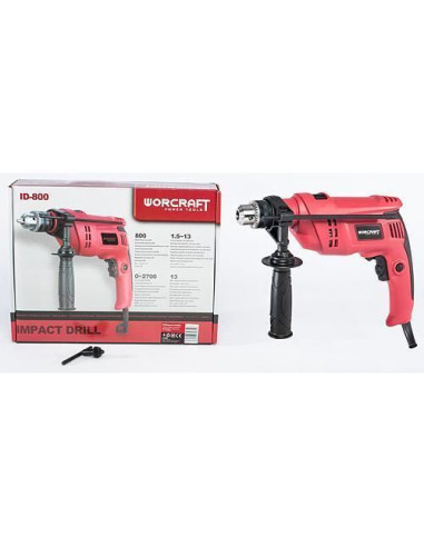 Masina de gaurit, insurubat (bormasina), cu percutie, 800 W, mandrina 13 mm, Worcraft​​​​​​​