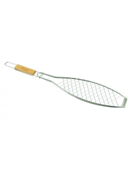 Gratar mobil cu blocare, maner lemn, pentru peste, 56.5x11.6 cm, Perfect Home