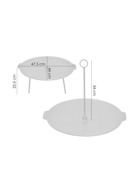 Disc pentru gratar, fonta, 2 functii, cu picioare si agatator, 44x23.5 cm, Perfect Home