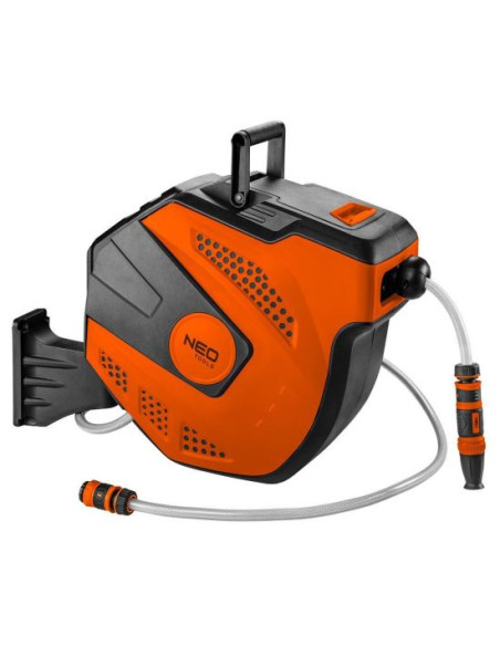 Furtun cu tambur/rola pentru gradina, retractabil/automat, pentru perete, 1/2", 20 m, NEO