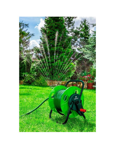 Tambur, rola, pentru furtun gradina, 1/2"-45 m, 3/4"-15 m, Verto 