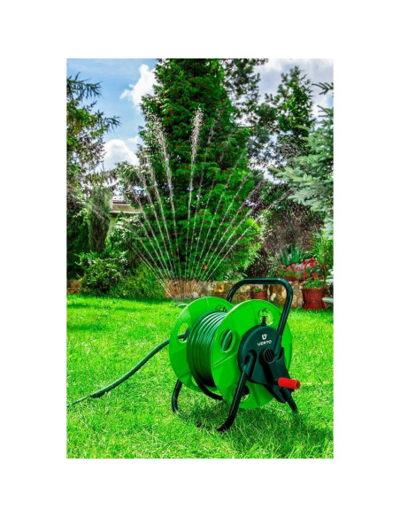Tambur, rola, pentru furtun gradina, 1/2"-45 m, 3/4"-15 m, Verto 