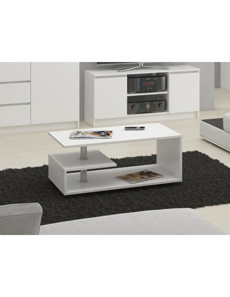 Masa de cafea, placa laminata, pe roti, alb, 90x51x40 cm, Vini