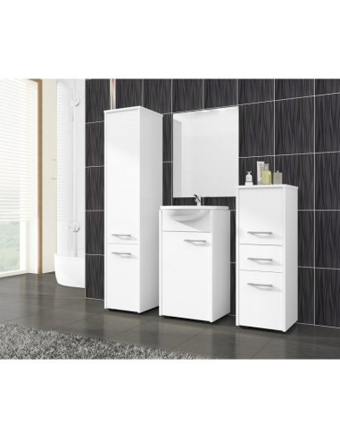 Dulap baie, placa laminata, 5 rafturi, 2 usi, alb, 30x30x140 cm