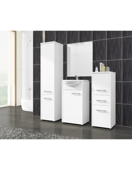 Dulap baie, placa laminata, 5 rafturi, 2 usi, alb, 30x30x140 cm