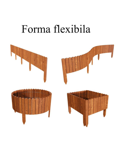 Gard de gradina decorativ din lemn, maro, 200x30 cm