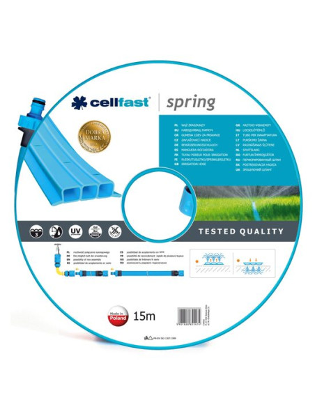 Furtun de gradina, cu irigare, 1/2", 15 m, Cellfast