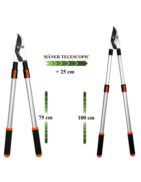 Foarfeca crengi, tip bypass, maner telescopic 75-100 cm, Strend Pro