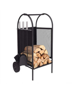 Suport lemne semineu cu accesorii, 60x35x35 cm