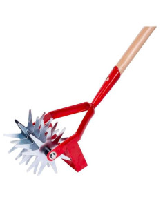 Cultivator manual, coada lemn, 4 roti stelate, 120 cm