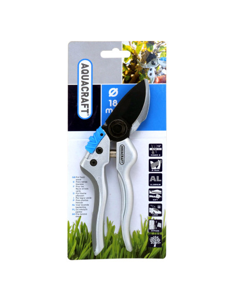 Foarfeca gradina, tip bypass, curbata, pentru trandafiri, pomi, vita de vie, 25.3 cm, Aquacraft
