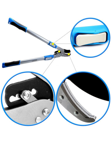 Foarfeca crengi, tip nicovala, cu clichet, maner aluminiu telescopic, 73.3 cm, Aquacraft