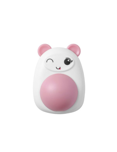 Jucarie interactiva Model Ursulet pentru pisicute cu minge rotativa 360° din iarba Catnip, 4.3 x 6 cm, Roz