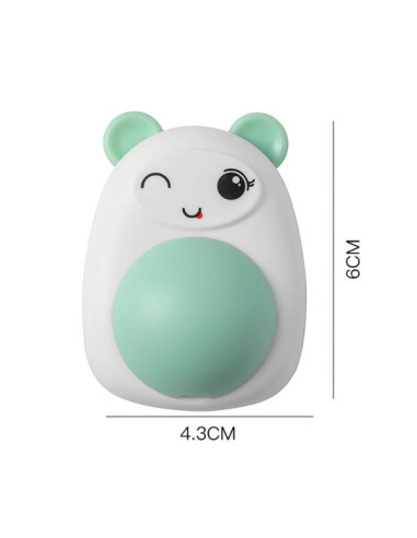 Jucarie interactiva Model Ursulet pentru pisicute cu minge rotativa 360° din iarba Catnip, 4.3 x 6 cm, Roz