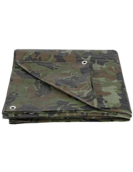 Prelata impermeabila cu inele, 4.9x7.9 m, PE, 80 g/mp, camuflaj, 40 mp