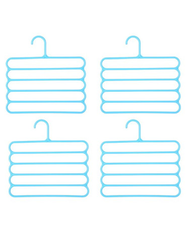 Set 4 umerase multifunctionale din plastic cu 5 pozitii pentru pantaloni, fuste, cravate, prosoape, care ajuta la economisirea s
