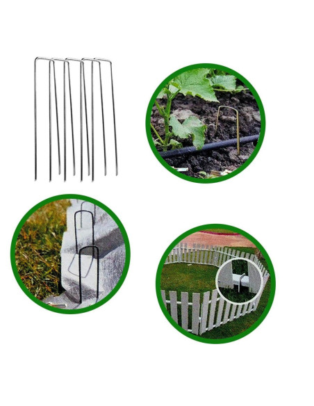 Cui tip U, fixare folii, furtune, set 10 buc, 4 mm x 15 cm