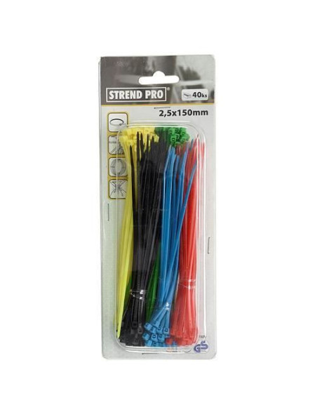 Coliere plastic multicolore, 200 bucati, 150x2.5 mm, Strend Pro